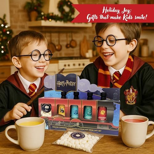 Harry Potter Hot Chocolate Gift Set - Hogwarts Express Coco Train of 4 x 42g Colour Changing Choxcolate Drinks with Marshmallows. Harry Potter Gifts for Stocking Fillers, Christmas Gifts for Kids