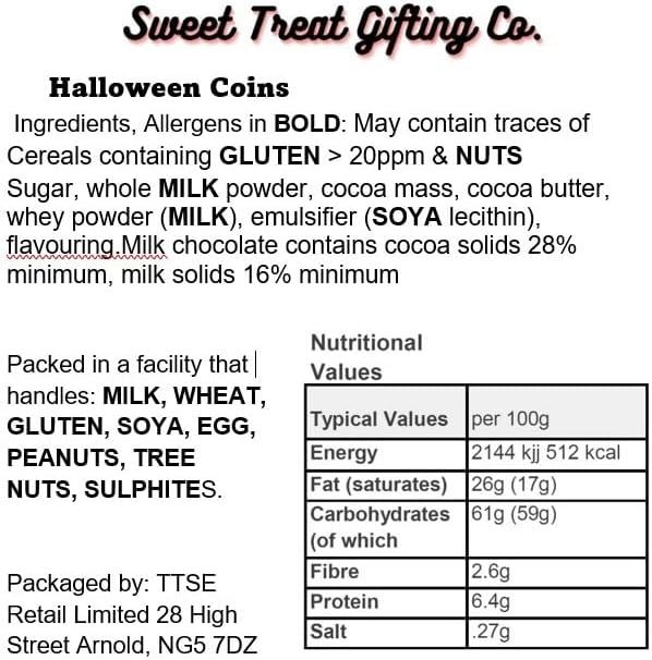 50 Milk Chocolate Halloween Themed Sweets Novelty Chocolate Coins