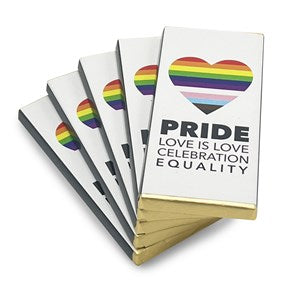 Pride, Love is Love Milk Chocolate Bar - Bulk Box of 100 Bars - Chocolate Gifts Heaven