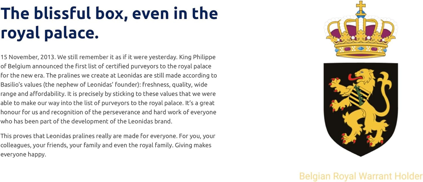 Leonidas Belgian Chocolates: General Assortment Blue Box 16 pc, 245g (Approx) - Chocolate Gifts Heaven