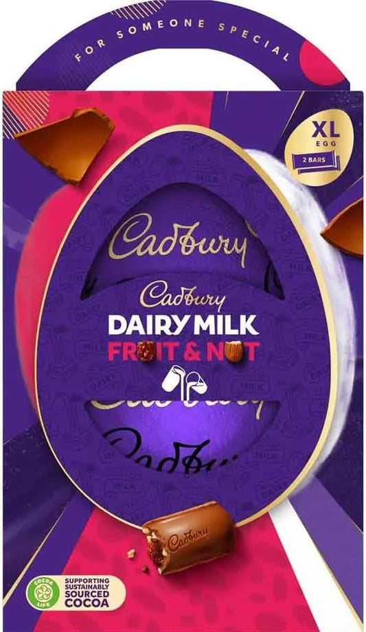 XL size Easter Chocolate Eggs Variety For Easter Best gift 2026 (Cadbury Dairy Milk Fruit and Nut Egg Shell 273g)