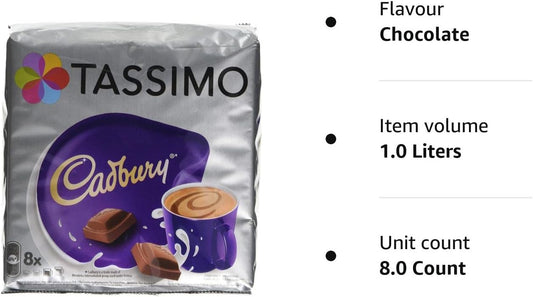 Tassimo Cadbury Hot Chocolate Pods, Pack of 8 - Chocolate Gifts Heaven