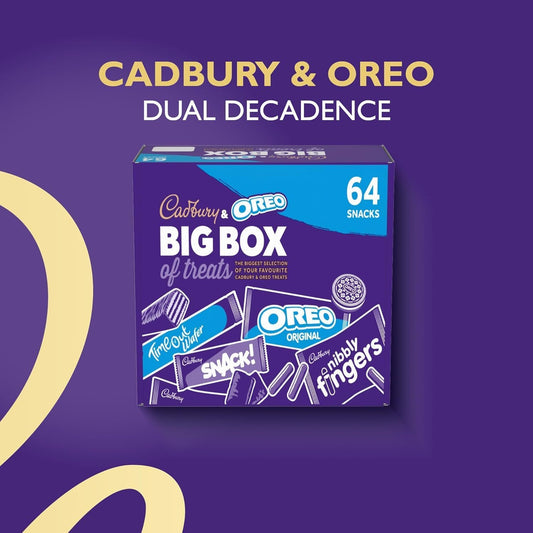 Cadbury & OREO Big Box of Treats, 64 Assorted Chocolates and Snacks, 1618 g (Pack of 1)
