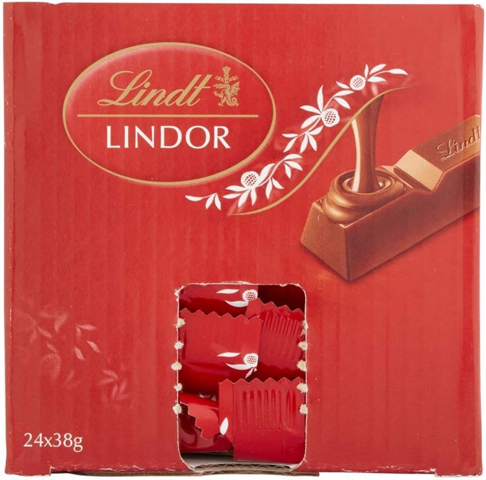 Lindt LINDOR Milk Chocolate Bars 38 g (Pack Of 24) - Chocolate Gifts Heaven