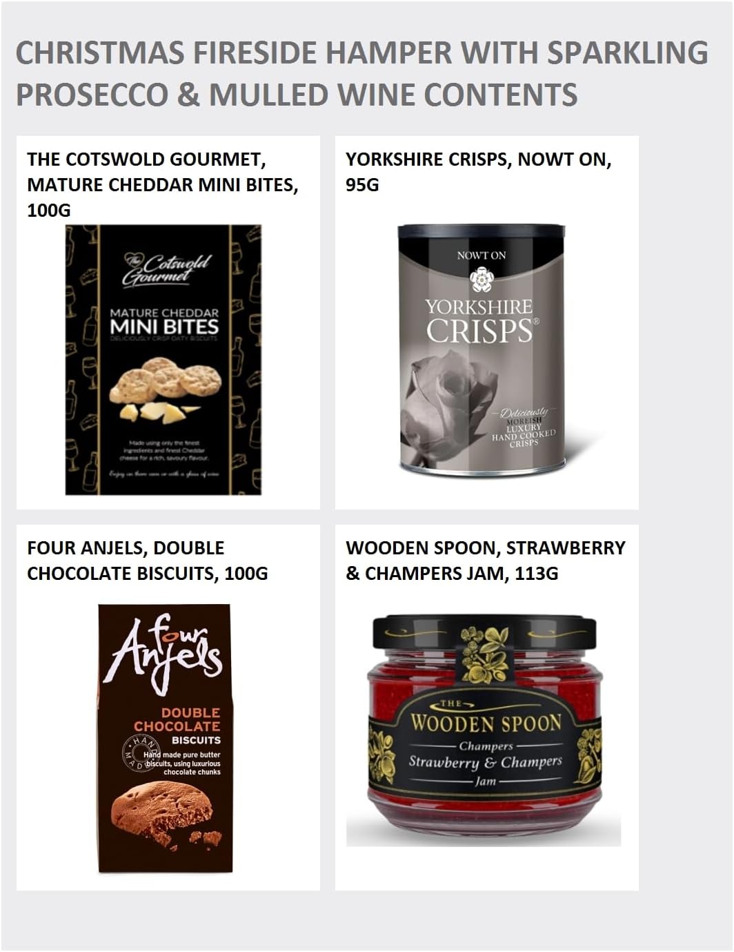 Fireside Gift Hamper with Prosecco & Mulled Wine - Luxury Christmas Hamper with Cheddar Bites, Chocolate Truffles - Gourmet Xmas Hampers for all