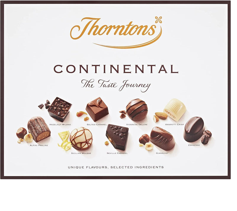 Thorntons Chocolate Continental Set, Assorted White, Milk & Dark Chocolates, 264 g with free key ring