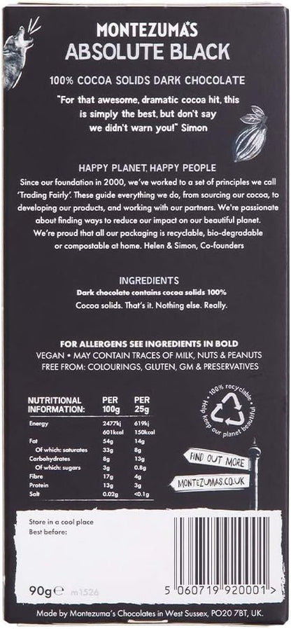 Montezuma's Absolute Black, 100% Cocoa, Dark Chocolate - Chocolate Gifts Heaven