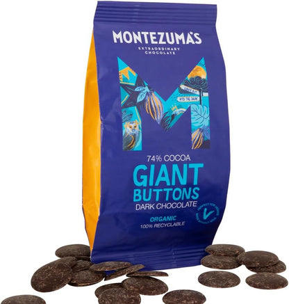 Montezuma's 74% Cocoa, Giant Dark Chocolate Buttons - Chocolate Gifts Heaven