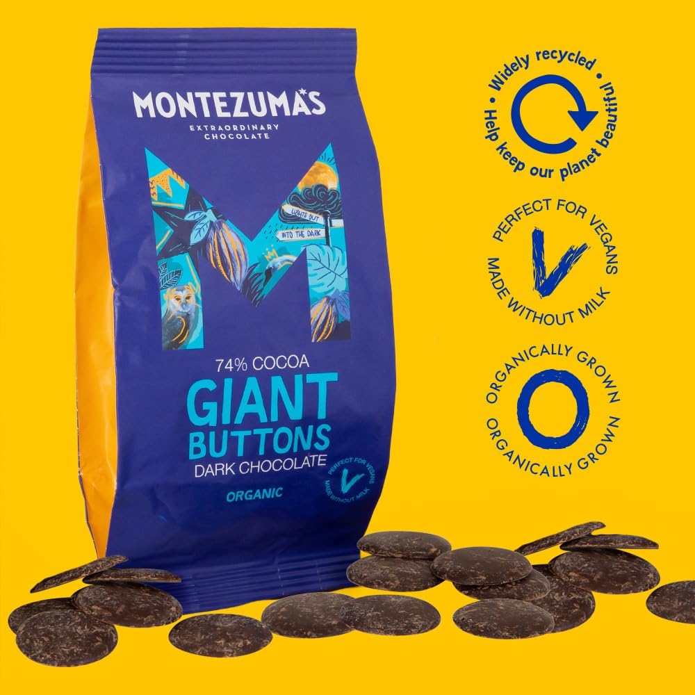 Montezuma's 74% Cocoa, Giant Dark Chocolate Buttons - Chocolate Gifts Heaven