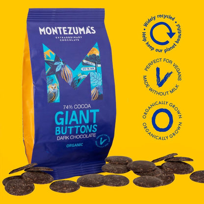 Montezuma's 74% Cocoa, Giant Dark Chocolate Buttons - Chocolate Gifts Heaven