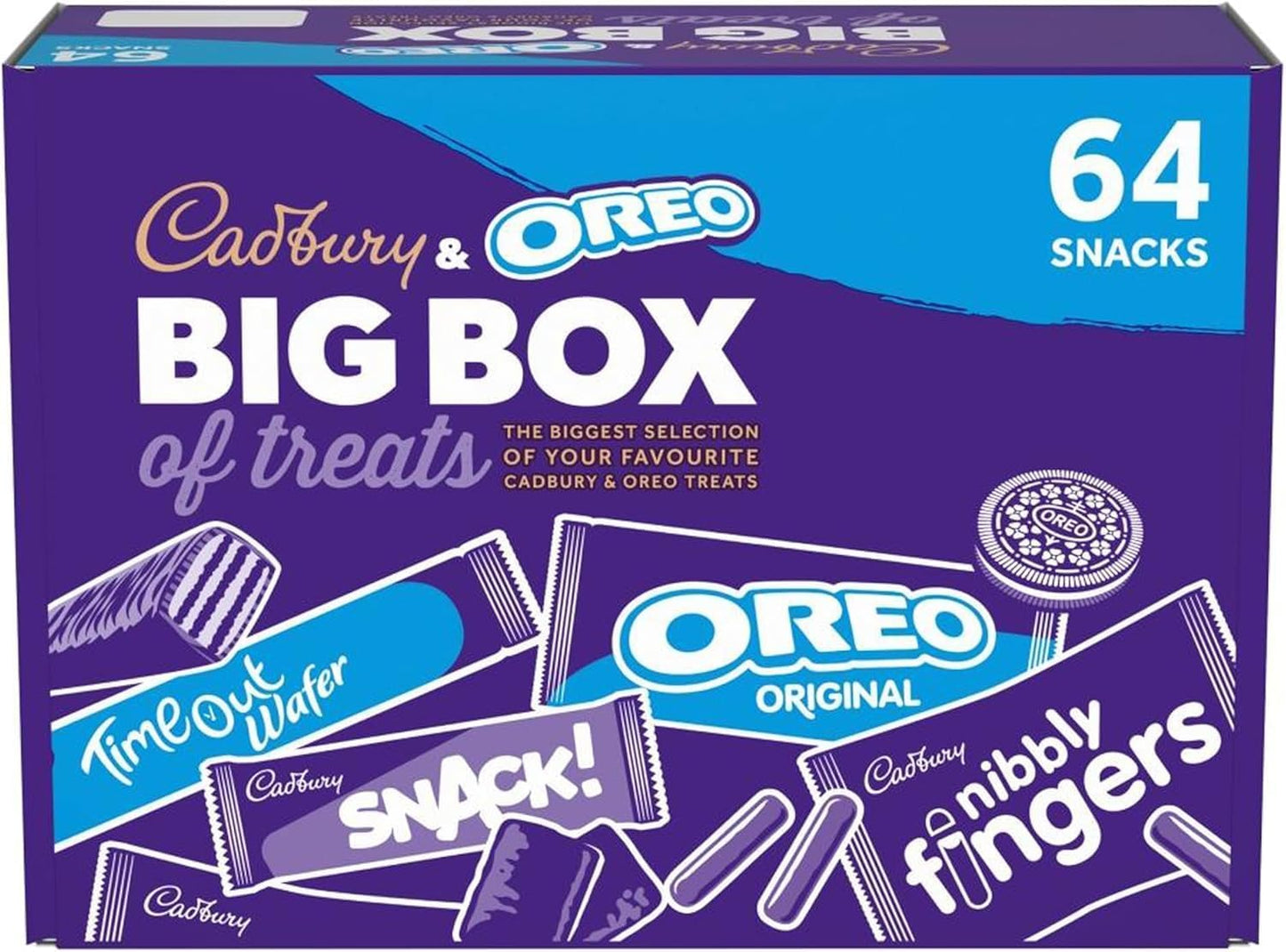 Cadbury & OREO Big Box of Treats, 64 Assorted Chocolates and Snacks, 1618 g (Pack of 1)