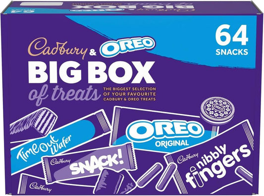 Cadbury & OREO Big Box of Treats, 64 Assorted Chocolates and Snacks, 1618 g (Pack of 1)