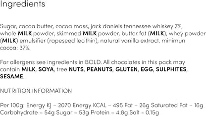 Jack Daniel's Swiss Milk Chocolate Liqueur Bars - 100g Goldkenn Chocolate