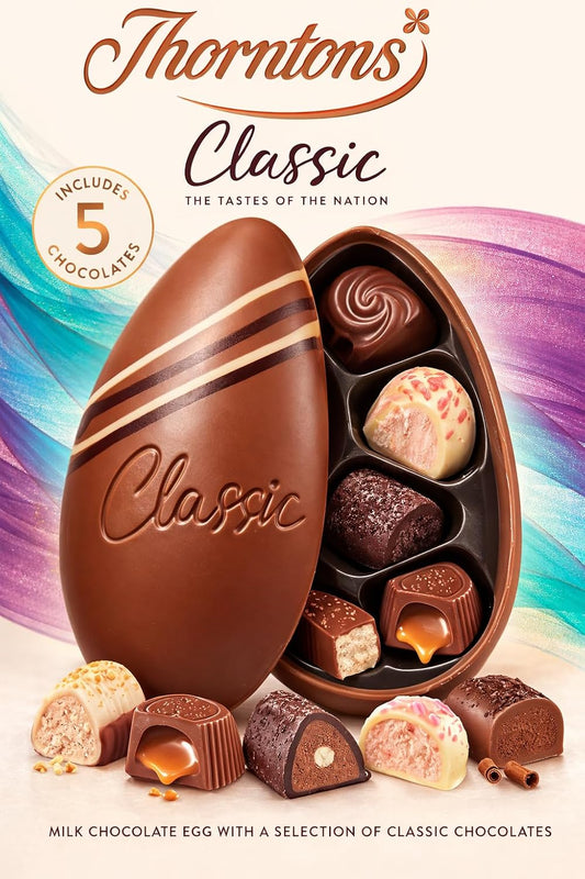 Thorntons Classic Milk Chocolate Egg 150G Perfect For Easter Egg Hunt School Offices Favourites Easter Gifts for Kids, Adults, Men & Women