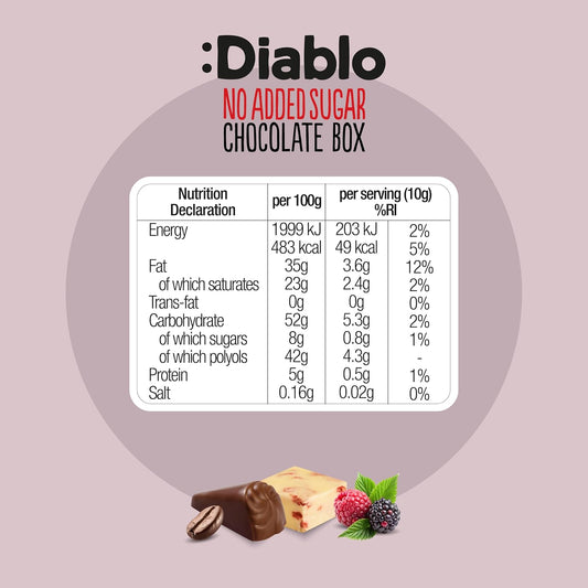Diablo No Added Sugar Luxury Chocolate Gift Box - Gluten Free, Celebration of Any Occasion, Birthday, Anniversary chocolates Gift Set - Assortment of Flavors, Ideal for Gifting - 14 Pieces, 2 Packs