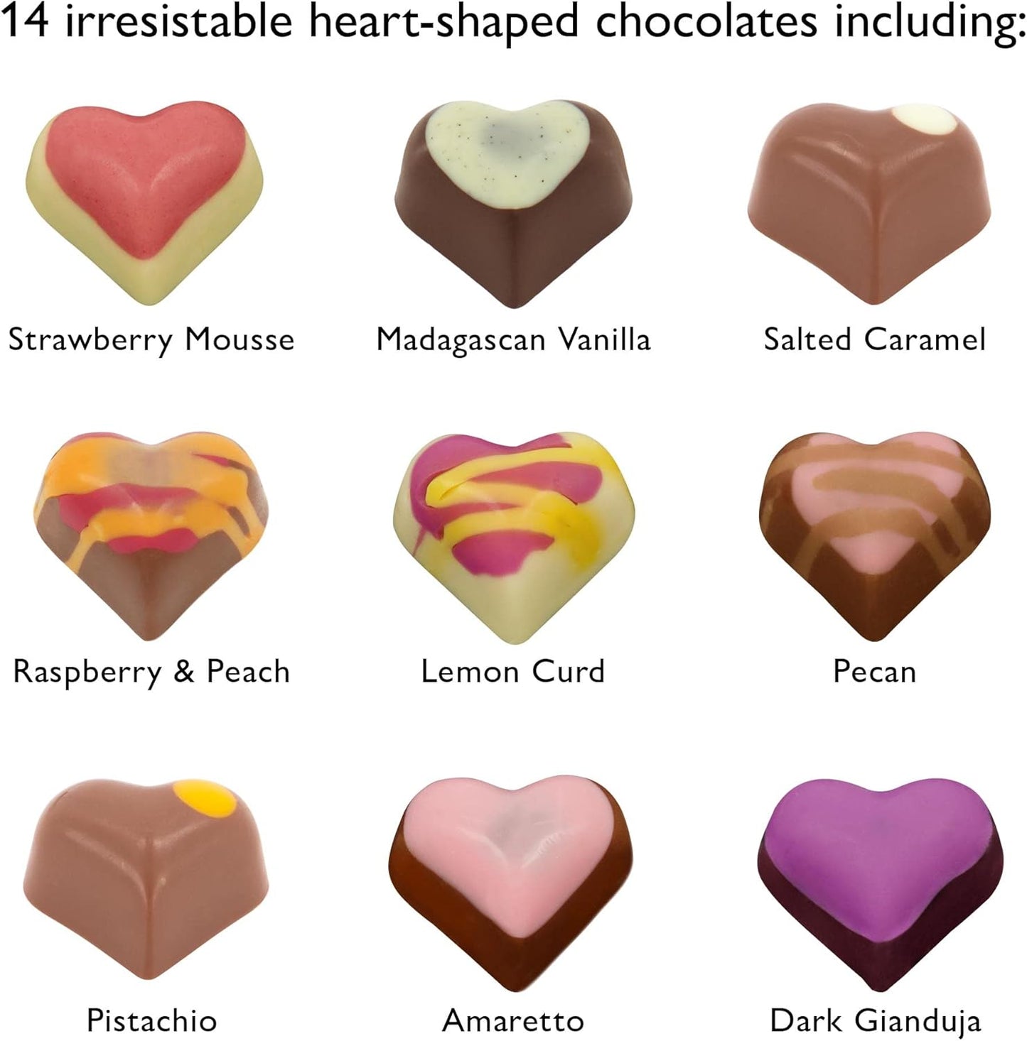 Hotel Chocolat - With Love H-Box - 14 Milk, White and Dark Filled Chocolates - Valentine's Day Chocolate Gifts