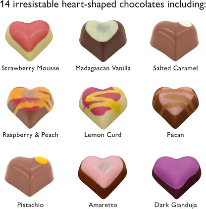 Hotel Chocolat - With Love H-Box - 14 Milk, White and Dark Filled Chocolates - Valentine's Day Chocolate Gifts
