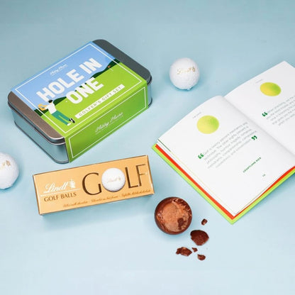 Lindt Chocolates Golf Balls for Mens Gifts - Smooth Hazelnut Filling Golf Balls 110g Chocolates Gift Box with Topline Tree Ornament. Great Christmas Gifts for Women, Stocking Fillers or Birthday Gifts