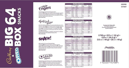 Cadbury & OREO Big Box of Treats, 64 Assorted Chocolates and Snacks, 1618 g (Pack of 1)