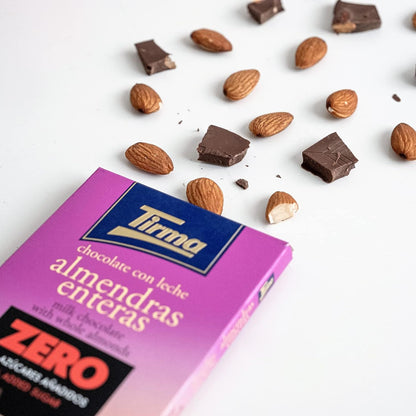 Tirma Zero No Added Sugars Milk Chocolate Bar with Whole Almonds - Chocolate Gifts Heaven