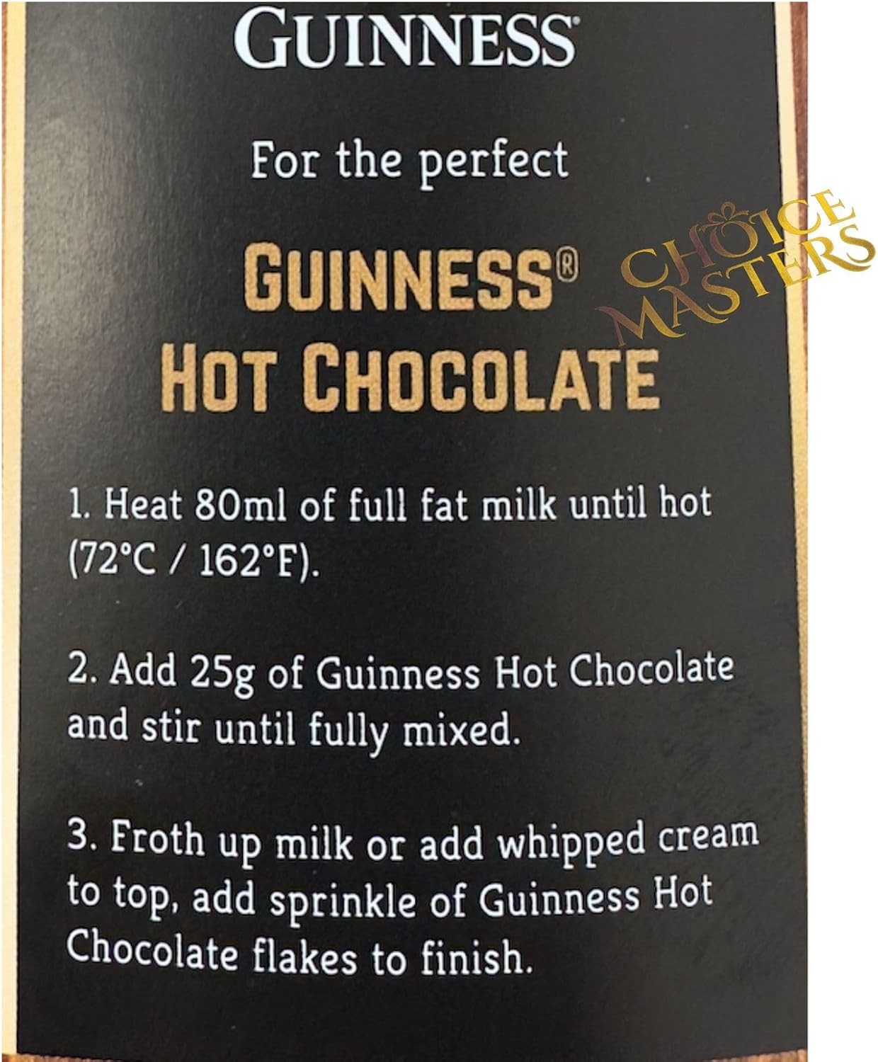 Guinness Luxuriously Rich Drinking Hot Chocolate Flavoured With Guinness Beer