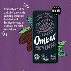 Ombar 100% Dark Chocolate (35g x 10 Bars)