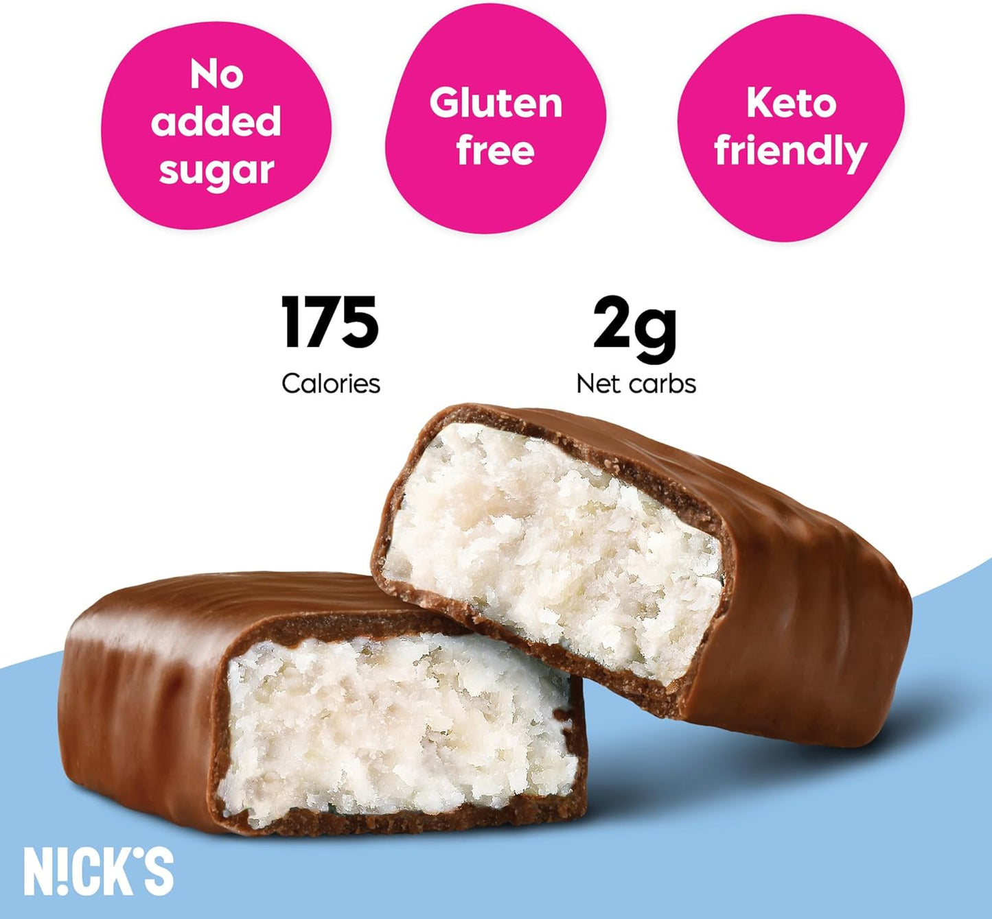 NICKS Coconut Keto Chocolate Bars No Added Sugar 175 Calories