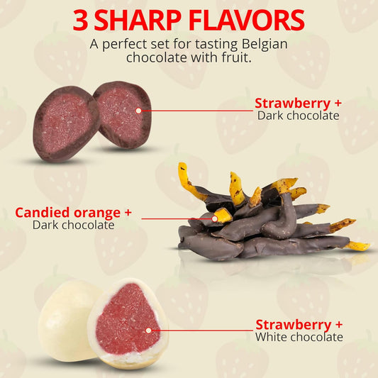 CHAMBALL – Wooden Box of Chocolates with Strawberries, White & Dark Chocolate, and Candied Orange – 280g | Chocolates for Gifts, Gourmet Chocolate Box, Valentine's Day Chocolate Gift, Birthda