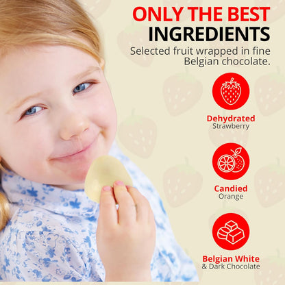 CHAMBALL – Wooden Box of Chocolates with Strawberries, White & Dark Chocolate, and Candied Orange – 280g | Chocolates for Gifts, Gourmet Chocolate Box, Valentine's Day Chocolate Gift, Birthda