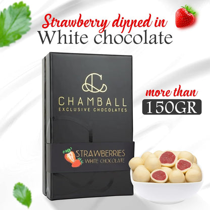 CHAMBALL White Chocolate with Strawberries | Luxury Chocolates Gift Box 150g | White Chocolate bombons, Assorted Gift Box, Valentine’s Chocolate, Father’s Day Gift