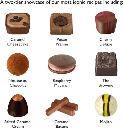 Classic Cabinet 600G - Assorted Selection of 61 Milk, White, and Dark Chocolates - Premium Gift Box - Chocolate Gifts Heaven