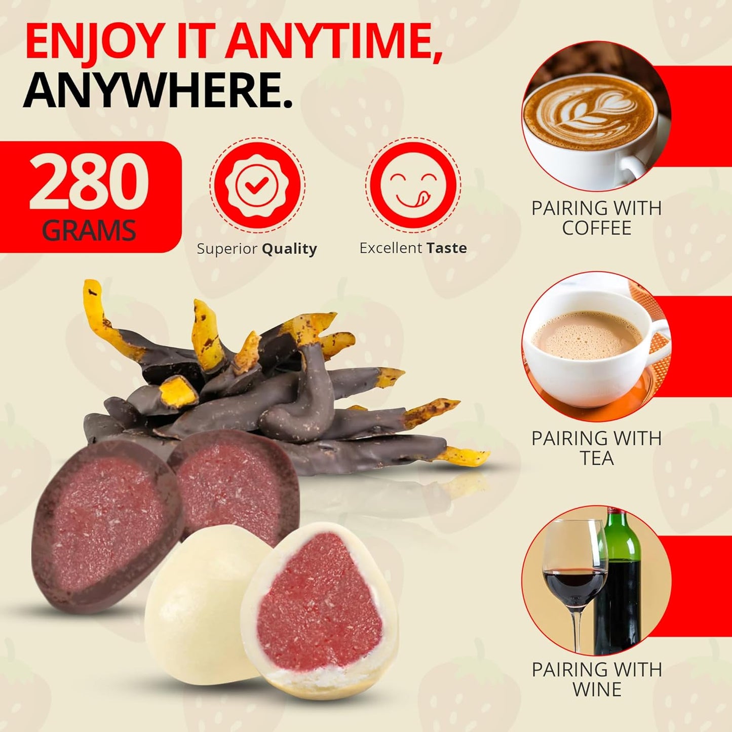 CHAMBALL – Wooden Box of Chocolates with Strawberries, White & Dark Chocolate, and Candied Orange – 280g | Chocolates for Gifts, Gourmet Chocolate Box, Valentine's Day Chocolate Gift, Birthda