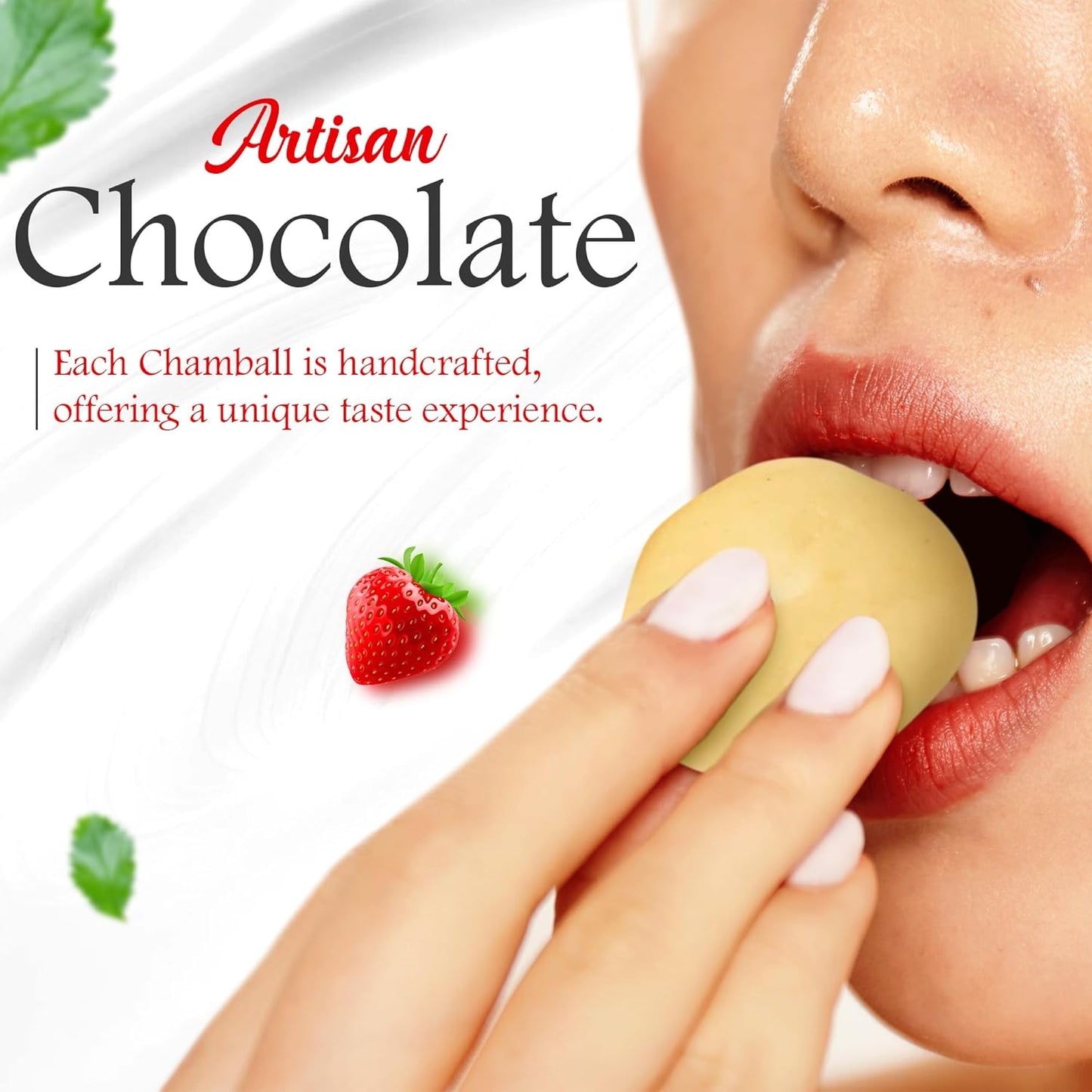 CHAMBALL White Chocolate with Strawberries | Luxury Chocolates Gift Box 150g | White Chocolate bombons, Assorted Gift Box, Valentine’s Chocolate, Father’s Day Gift