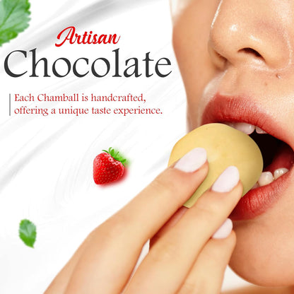 CHAMBALL White Chocolate with Strawberries | Luxury Chocolates Gift Box 150g | White Chocolate bombons, Assorted Gift Box, Valentine’s Chocolate, Father’s Day Gift