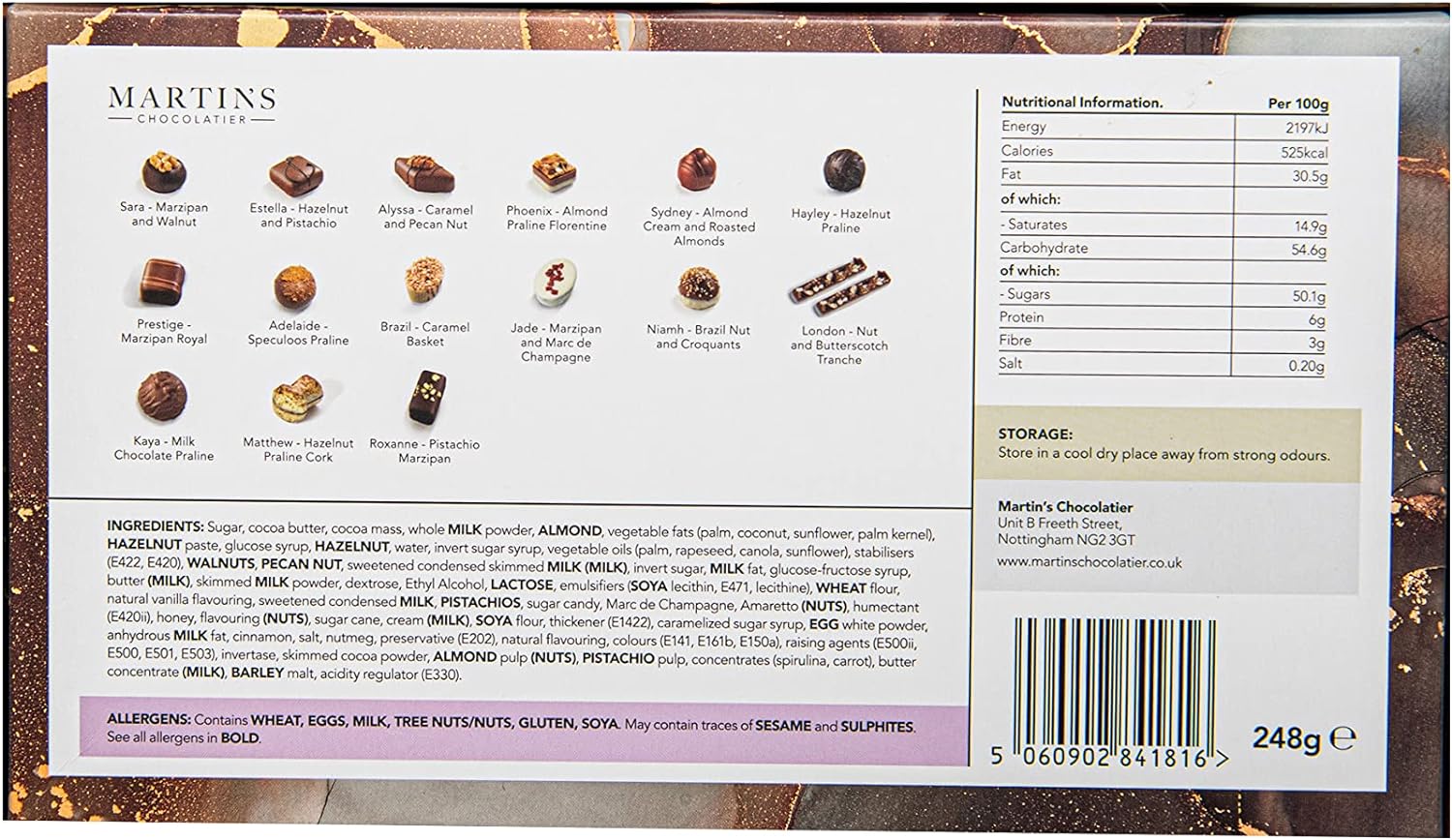 Martins Chocolatier Marzipan & Praline Collection - Chocolate Gifts Heaven