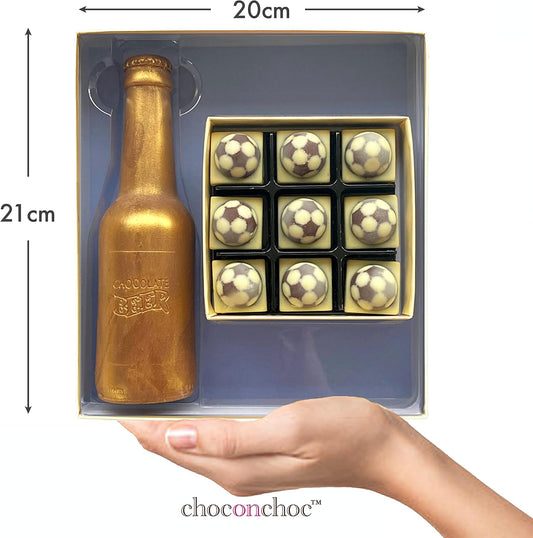 Choc on Choc Chocolate Beer Bottle & Footballs Gift Box