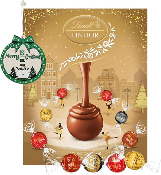 Assorted Lindt Chocolates Advent Calendar 2025 - Luxury Golden 24 Days Christmas Countdown