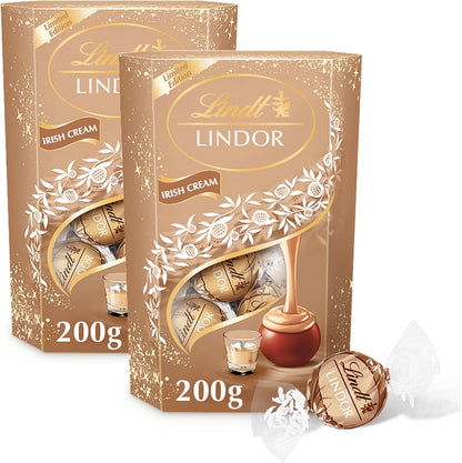 Irish Cream Lindt Chocolates Truffles for Gifts - Pack of 2 x 200g Milk Chocolate Truffles with Irish Cream Liqueur Filling.