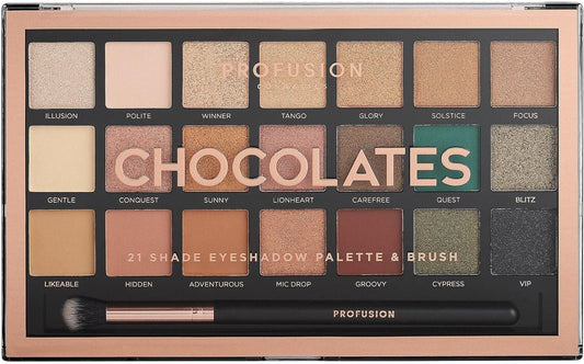 Profusion Cosmetics 21 Shade Eyeshadow Palette - Chocolate Gifts Heaven