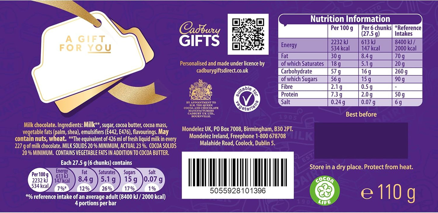 Cadbury Thank You Teacher Dairy Milk Chocolate Bar