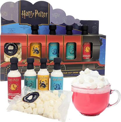 Harry Potter Hot Chocolate Gift Set - Hogwarts Express Coco Train of 4 x 42g Colour Changing Choxcolate Drinks with Marshmallows. Harry Potter Gifts for Stocking Fillers, Christmas Gifts for Kids