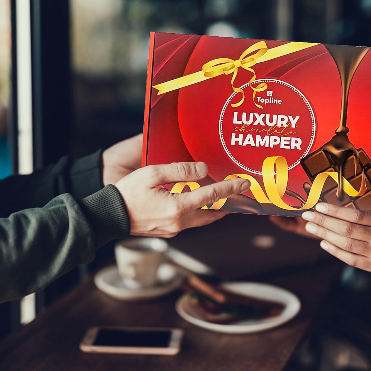 Lindt Chocolates & Hot Chocolate Hamper - Chocolates Gift Box of Irish Cream Truffles 200g, Hot Chocolate 300g, Teddy Bar 120g, Santa & Golden Teddy.