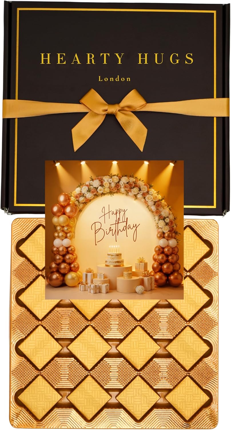 Hearty Hugs Luxury Birthday Chocolate Gift Box Hamper | 32 Premium Assorted Chocolates | Happy Birthday Gift for Her, Him, Kids, Teens, Mum, Dad, Wife, Husband, Son, Daughter, Grandma, Grandpa, Friend