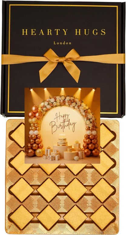 Hearty Hugs Luxury Birthday Chocolate Gift Box Hamper | 32 Premium Assorted Chocolates | Happy Birthday Gift for Her, Him, Kids, Teens, Mum, Dad, Wife, Husband, Son, Daughter, Grandma, Grandpa, Friend