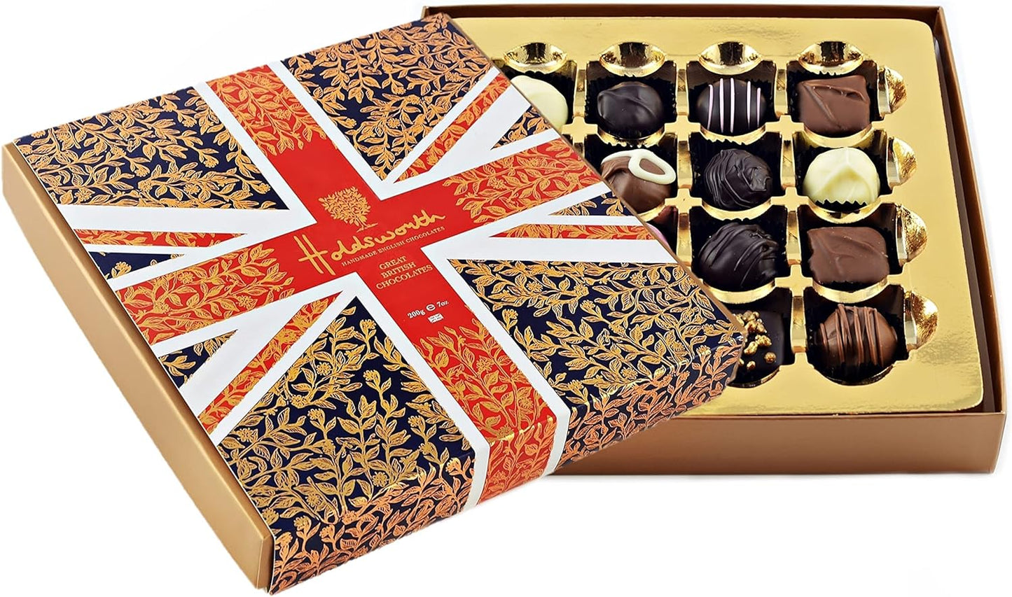 Holdsworth Chocolates Union Jack Collection Box of Handmade Truffles - Chocolate Gifts Heaven