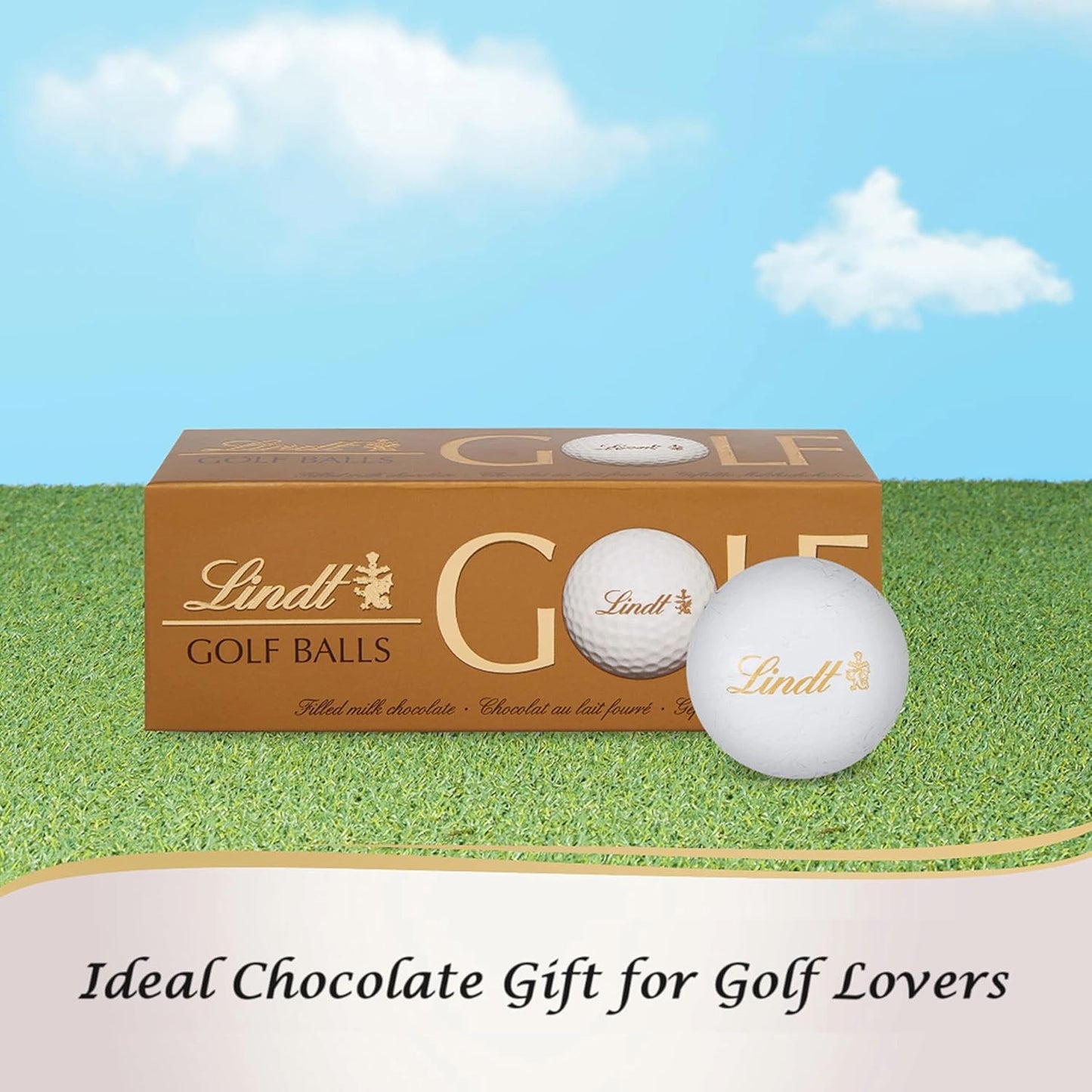 Lindt Chocolates Golf Balls for Mens Gifts - Smooth Hazelnut Filling Golf Balls 110g Chocolates Gift Box with Topline Tree Ornament. Great Christmas Gifts for Women, Stocking Fillers or Birthday Gifts