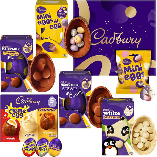 Cadbury Family Easter Egg Chocolate Gift Box - Assortment of Easter Eggs, Mini Eggs and Cadbury Creme Eggs.