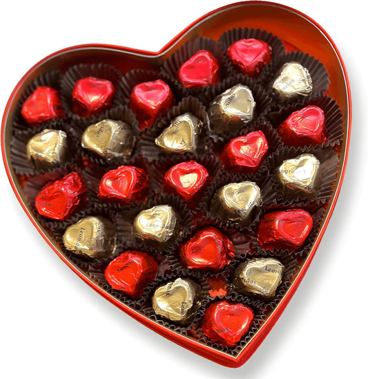 Leonidas Velvet Heart Large Box with Heart Chocolate – Luxurious Belgian Chocolate Gift with 25 Individually Wrapped Praliné & Caramelised Coffee Cream Hearts – Perfect for Valentine's Day