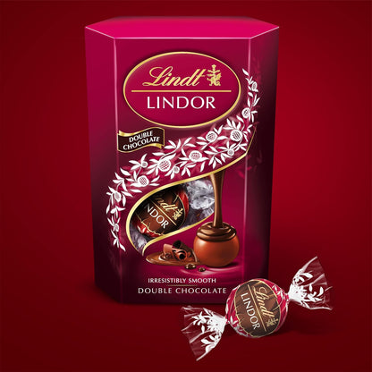 Lindt Lindor Double Chocolate Truffles Box - Approx 16 balls - Chocolate Gifts Heaven