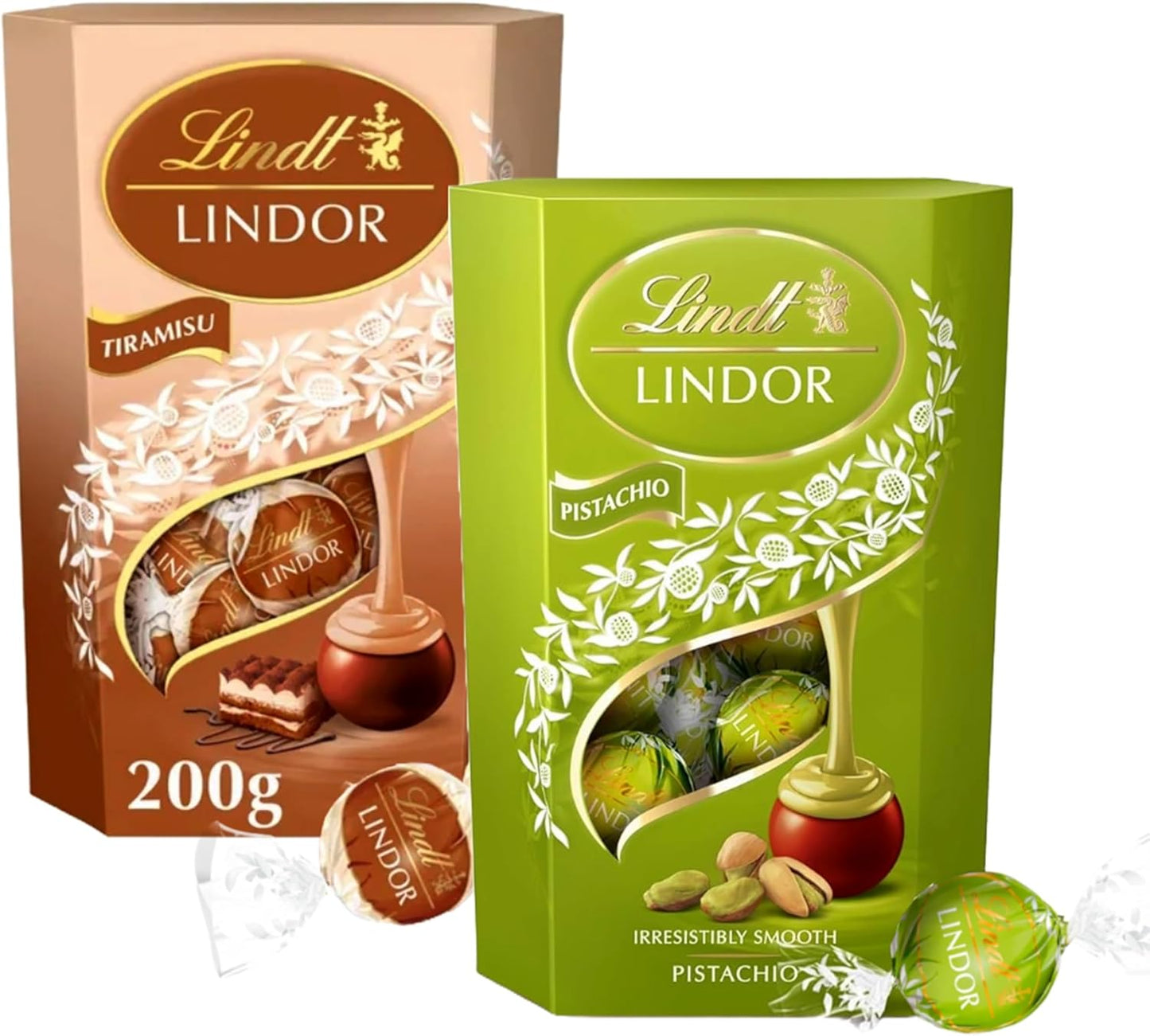 Tiramisu & Pistachio Chocolate Truffles for Gifts - Limited Edition Milk Chocolate 200g Smooth Pistachio & 200g Tiramisu Filling Chocolate Balls.